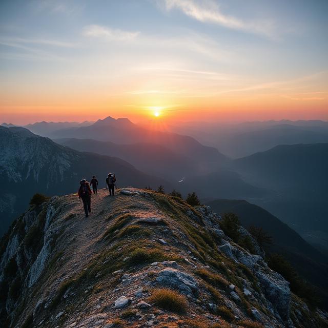 Hikers exploring Triglav National Park with views of the Julian Alps in Slovenia.